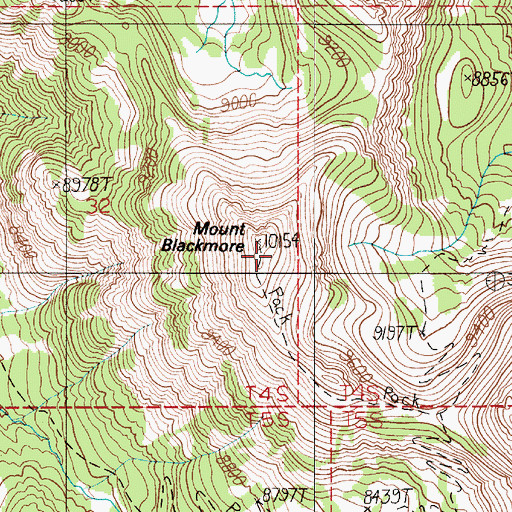Topographic Map of Mount Blackmore, MT