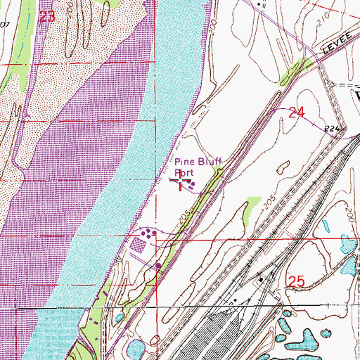 Topographic Map of Pine Bluff Port, AR