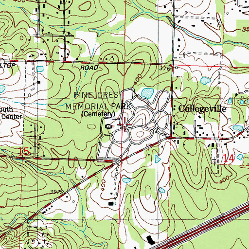 Topographic Map of Pine Crest Memorial Park, AR