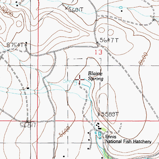 Topographic Map of Blaine Spring, MT