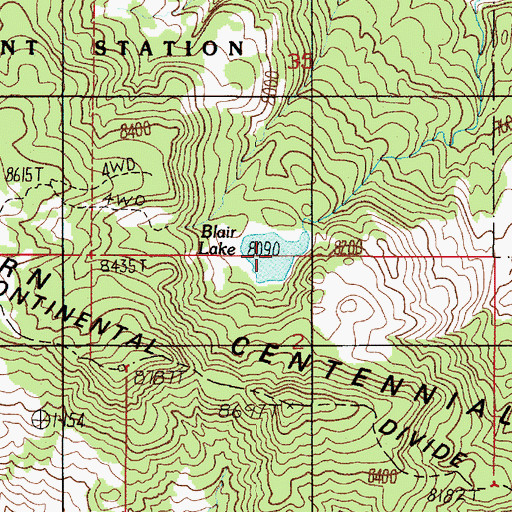 Topographic Map of Blair Lake, MT