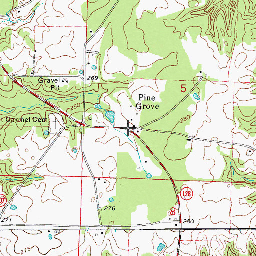 Topographic Map of Pine Grove, AR