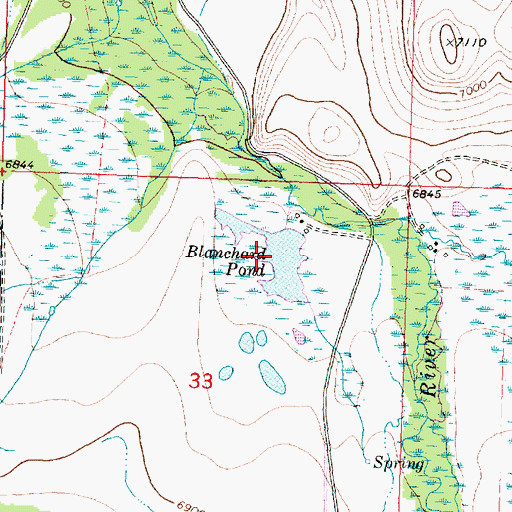 Topographic Map of Blanchard Pond, MT
