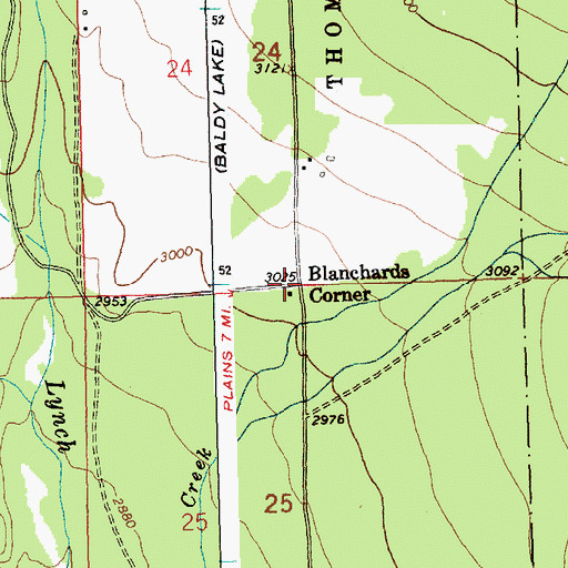 Topographic Map of Blanchards Corner, MT