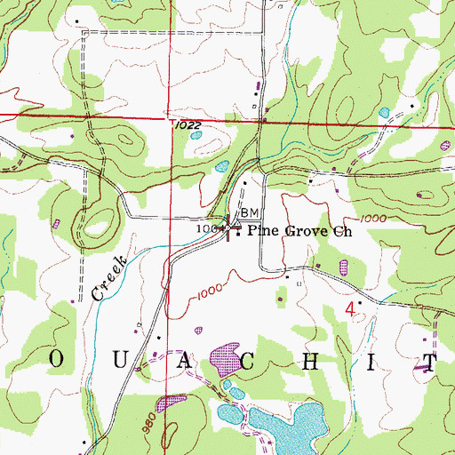 Topographic Map of Pine Grove Church of Christ, AR
