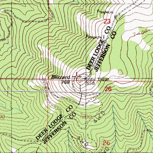 Topographic Map of Blizzard Hill, MT