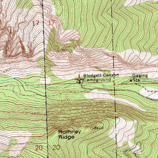 Topographic Map of Blodgett Canyon Campground, MT
