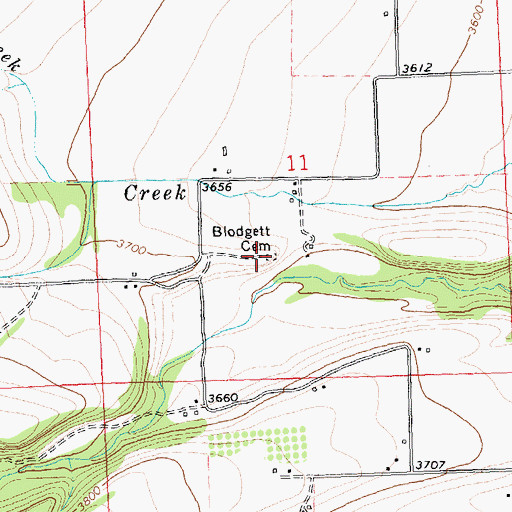 Topographic Map of Blodgett Cemetery, MT