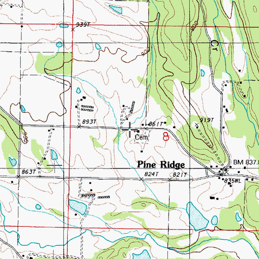 Topographic Map of Pine Ridge, AR