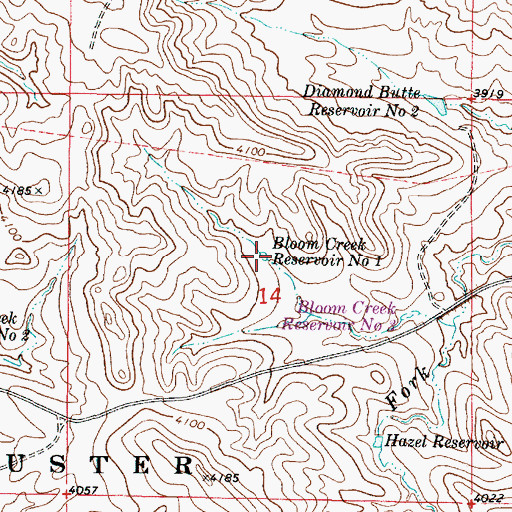Topographic Map of Bloom Creek Reservoir Number One, MT