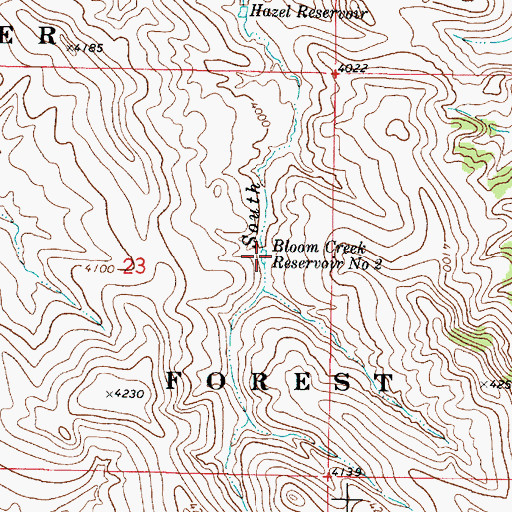 Topographic Map of Bloom Creek Reservoir Number Two, MT