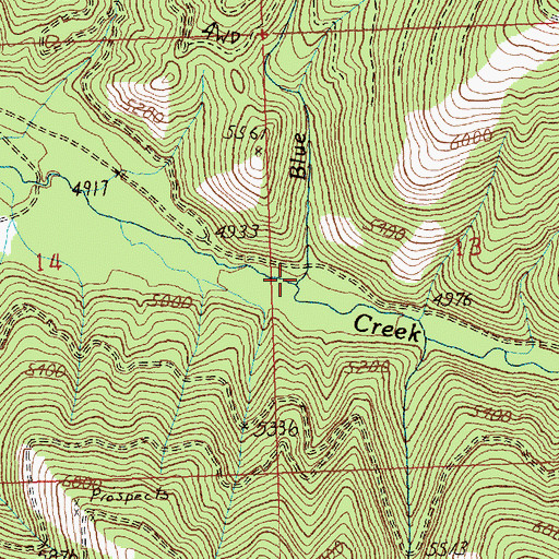 Topographic Map of Blue Creek, MT