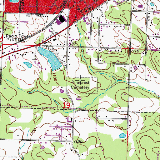Topographic Map of Pinecrest Cemetery, AR
