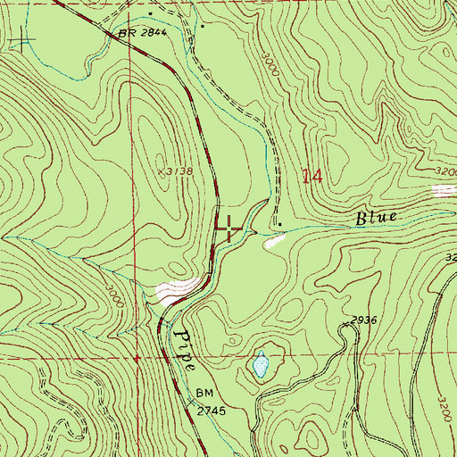 Topographic Map of Blue Creek, MT