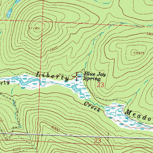 Topographic Map of Blue Jay Spring, MT