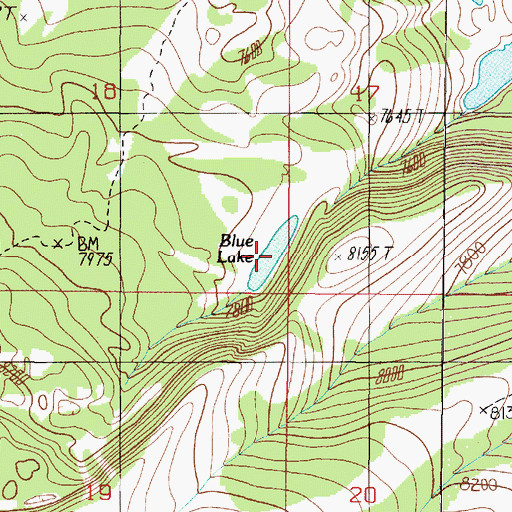 Topographic Map of Blue Lake, MT