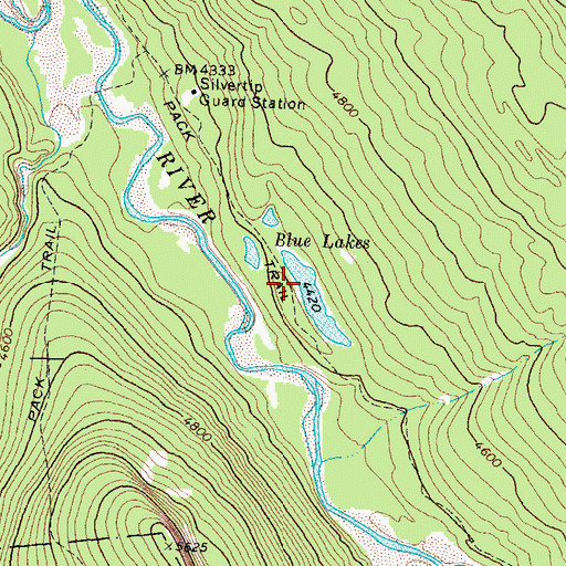 Topographic Map of Blue Lakes, MT