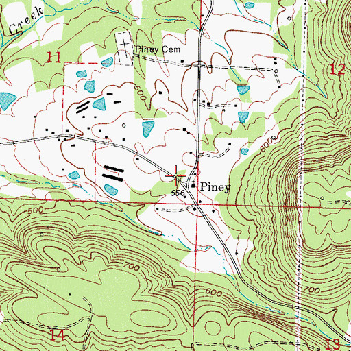 Topographic Map of Piney, AR