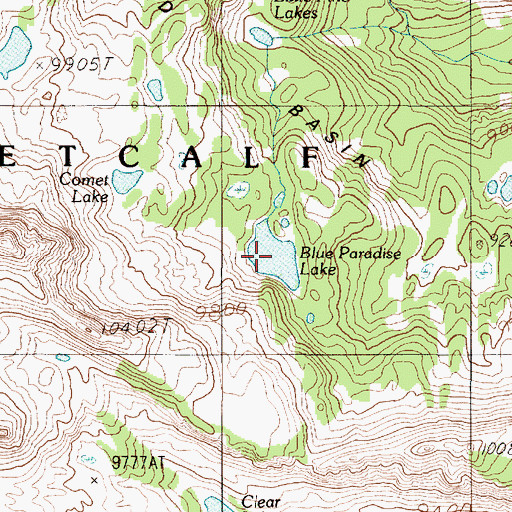Topographic Map of Blue Paradise Lake, MT