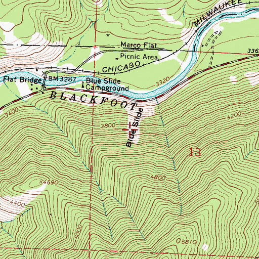 Topographic Map of Blue Slide, MT