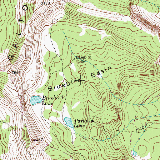 Topographic Map of Bluebird Basin, MT
