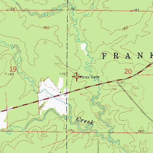 Topographic Map of Piney Cemetery, AR