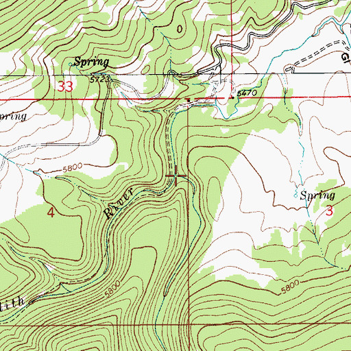 Topographic Map of Bluff Mountain Creek, MT