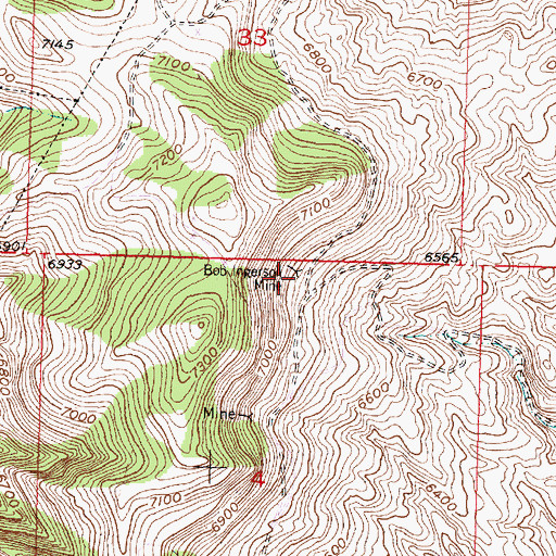 Topographic Map of Bob Ingersoll Mine, MT