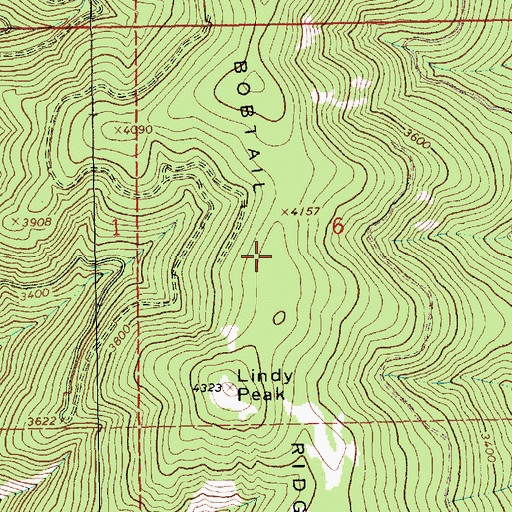 Topographic Map of Bobtail Ridge, MT