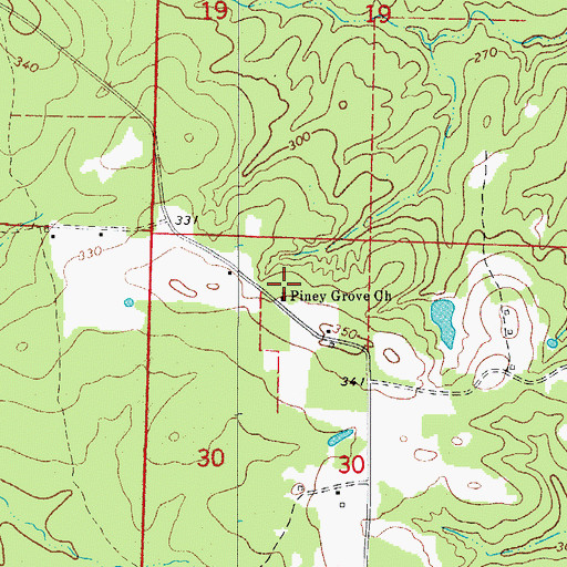 Topographic Map of Piney Grove Church, AR