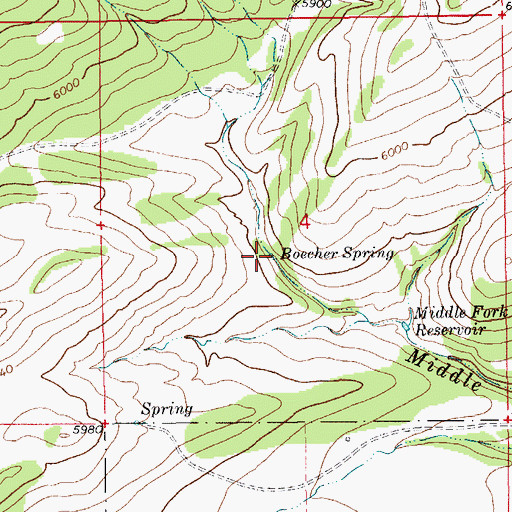 Topographic Map of Boecher Spring, MT