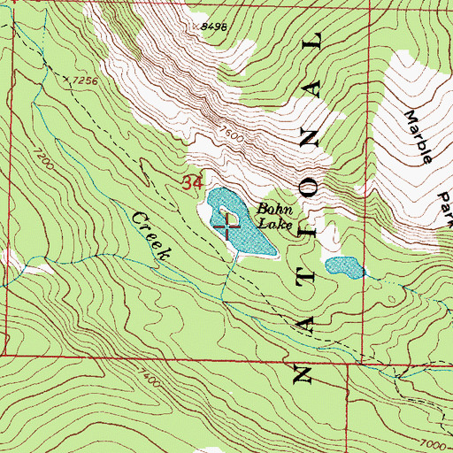 Topographic Map of Bohn Lake, MT