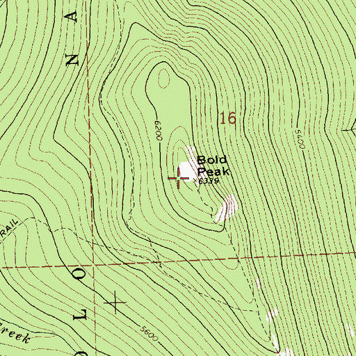 Topographic Map of Bold Peak, MT