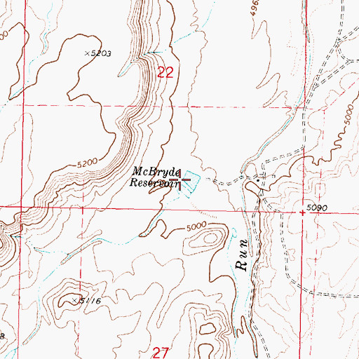 Topographic Map of McBryde Reservoir, AZ