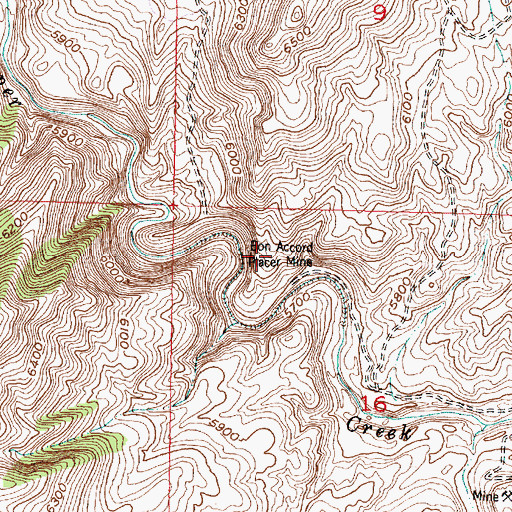 Topographic Map of Bon Accord Placer Mine, MT