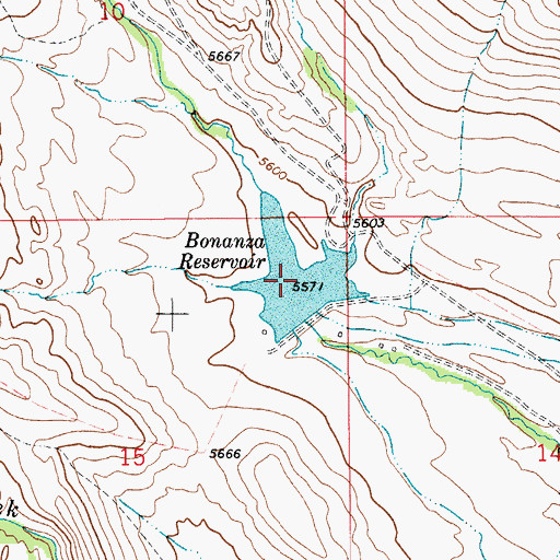 Topographic Map of Bonanza Reservoir, MT