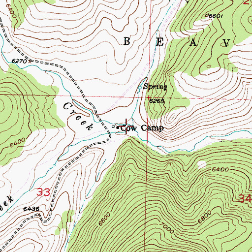 Topographic Map of Bond Creek, MT