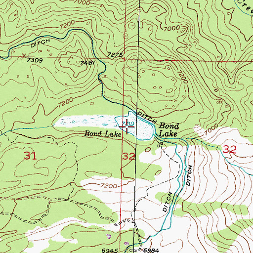Topographic Map of Bond Lake, MT