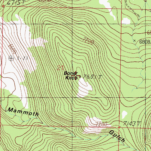 Topographic Map of Boner Knob, MT