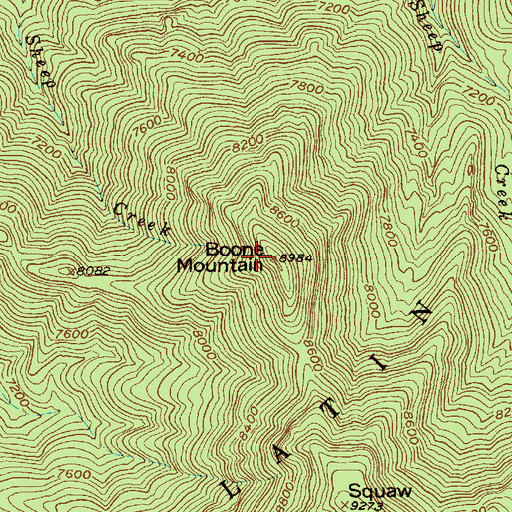 Topographic Map of Boone Mountain, MT