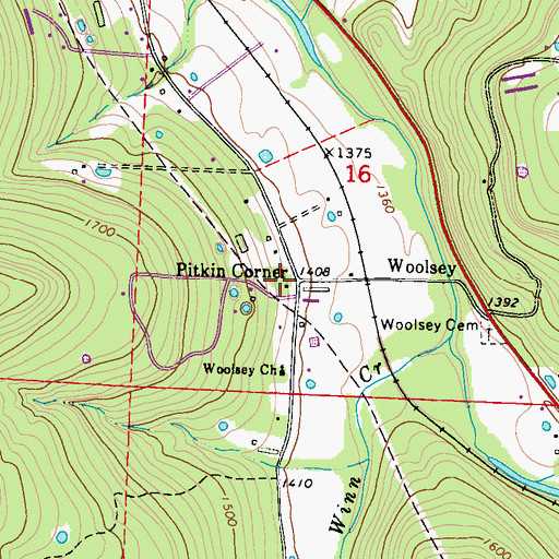 Topographic Map of Pitkin Corner, AR