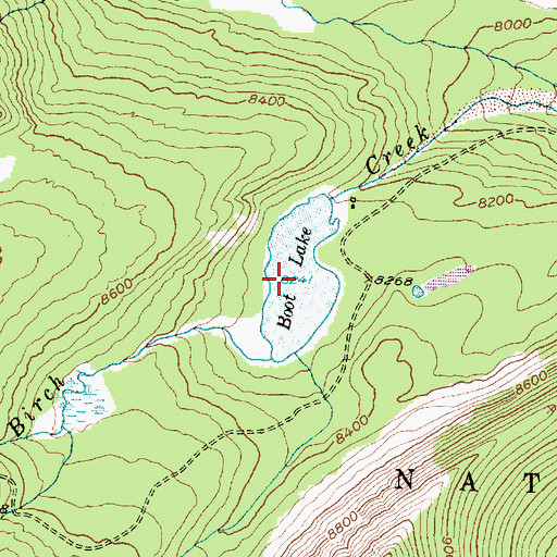 Topographic Map of Boot Lake, MT