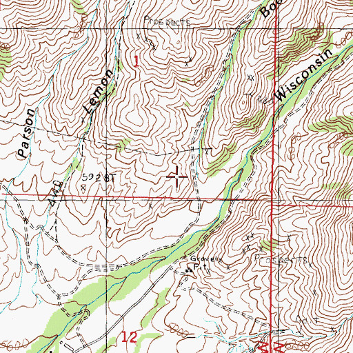 Topographic Map of Booth Creek, MT