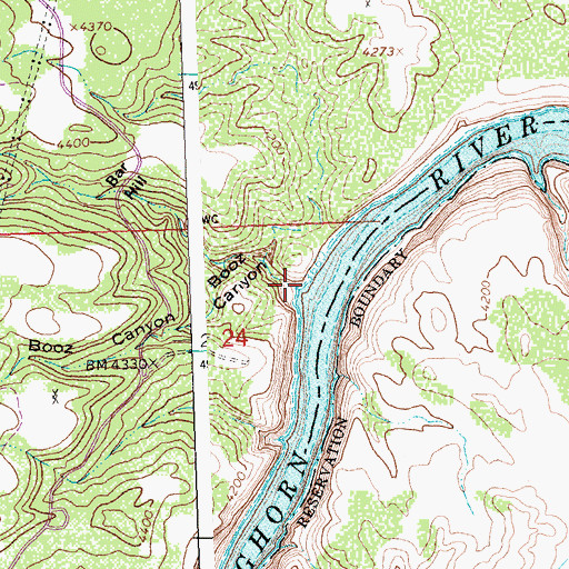 Topographic Map of Booz Canyon, MT