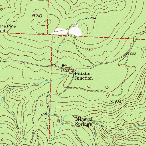 Topographic Map of Pittston Junction, AR