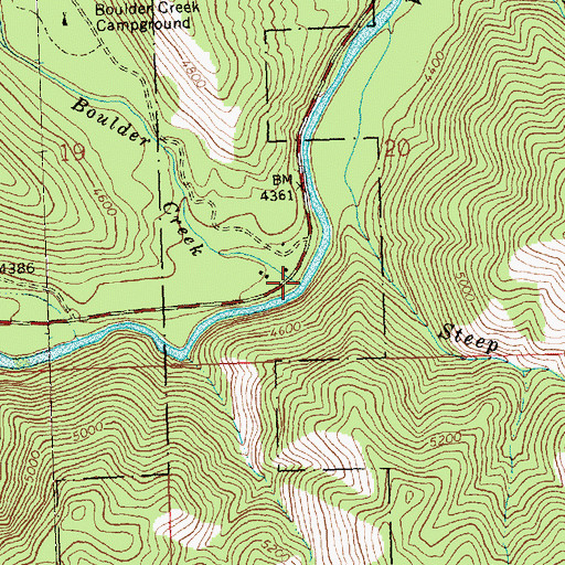 Topographic Map of Boulder Creek, MT