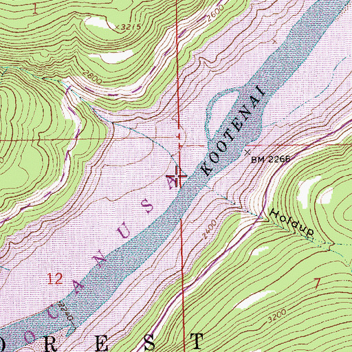 Topographic Map of Boulder Creek, MT
