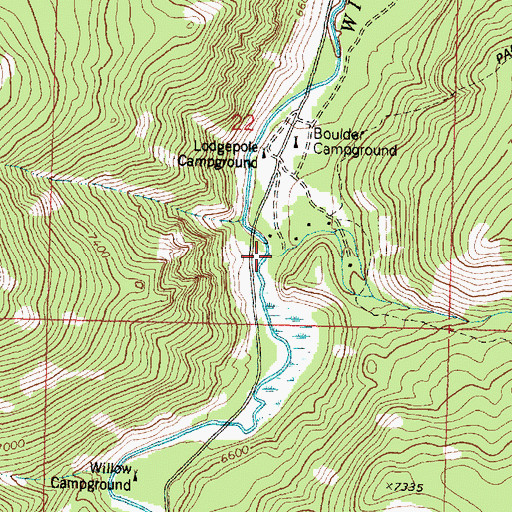 Topographic Map of Boulder Creek, MT