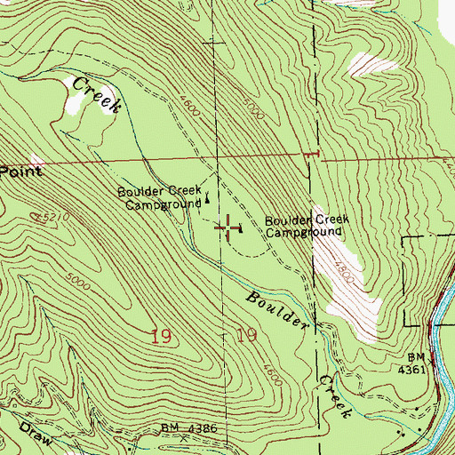 Topographic Map of Boulder Creek Campground, MT