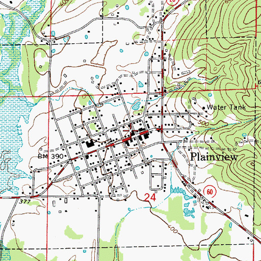 Topographic Map of Plainview, AR